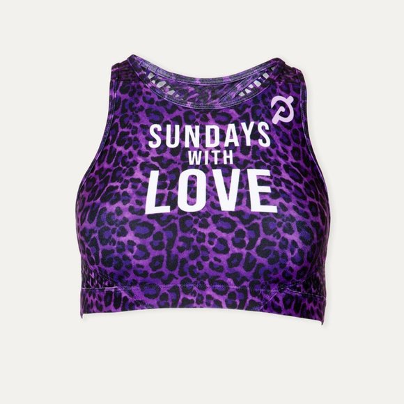 NWT Peloton Ally High Neck Bra Purple Cheetah S - Picture 1 of 10